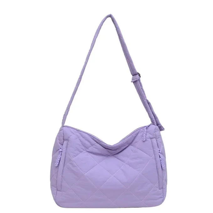 Casual Lingge Quilted Women Shoulder Bags Nylon Padded Crossbody Bag Large Capacity Puffer Tote Bag Pillow Big Shopper Purses