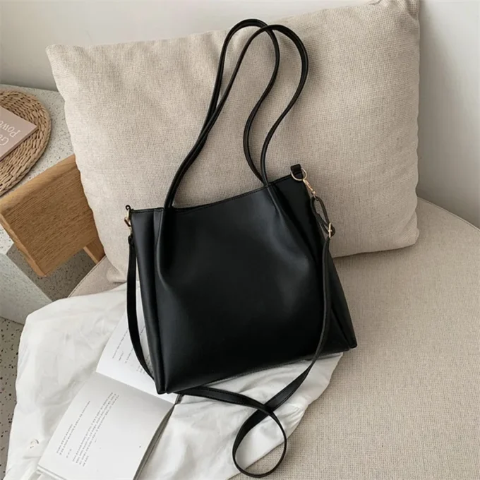 Fashion Women PU Leather Solid Color Shoulder Shopping Bag Casual Ladies Tote Handbags Messenger Bag