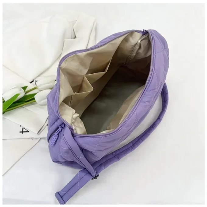 Casual Lingge Quilted Women Shoulder Bags Nylon Padded Crossbody Bag Large Capacity Puffer Tote Bag Pillow Big Shopper Purses