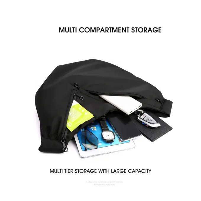 VC Minimalist Designer Messenger Bags for Men Large Capacity Men's Chest Bag Waterproof Lightweight Nylon Sling Shoulder Bag Man