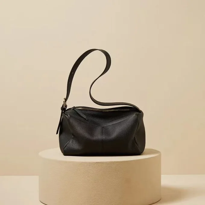 Leather Female 2024 New Fashion Solid Color Shoulder Bag Casual All-in-one Boston Bag High Quality Pillow Bag Handbags