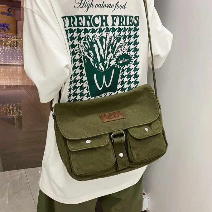 High Quality Canvas Handbag Shoulder Bags Large Capacity Crossbody Bags For Women Simple Casual Messenger Bag Student School Bag
