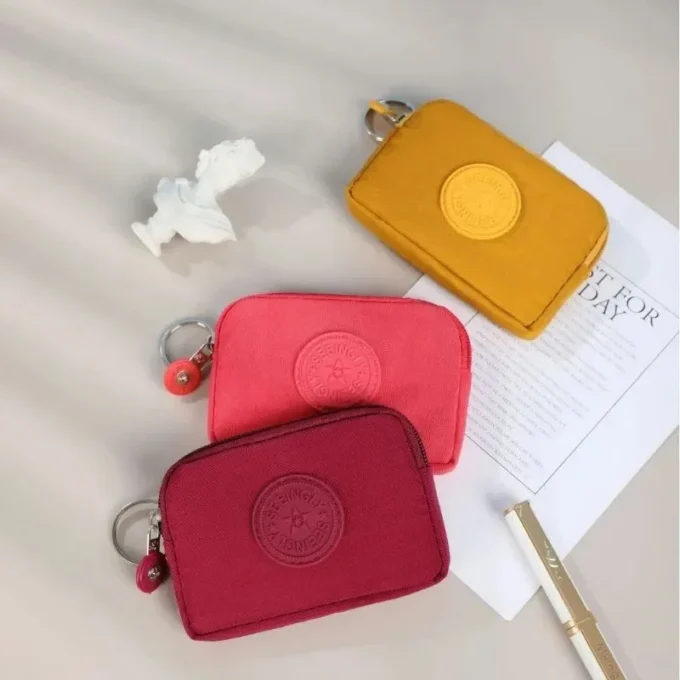 Women Nylon Money Coin Bag Purse Colored Single Zipper Coin Bags Squares Casual Small Girl Waterproof ID Credit Card Organizer