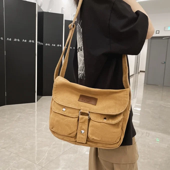 High Quality Canvas Handbag Shoulder Bags Large Capacity Crossbody Bags For Women Simple Casual Messenger Bag Student School Bag