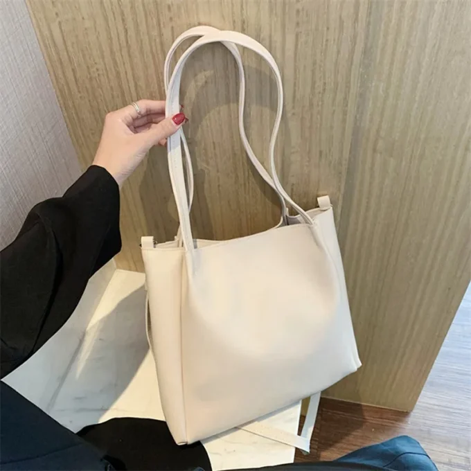 Fashion Women PU Leather Solid Color Shoulder Shopping Bag Casual Ladies Tote Handbags Messenger Bag