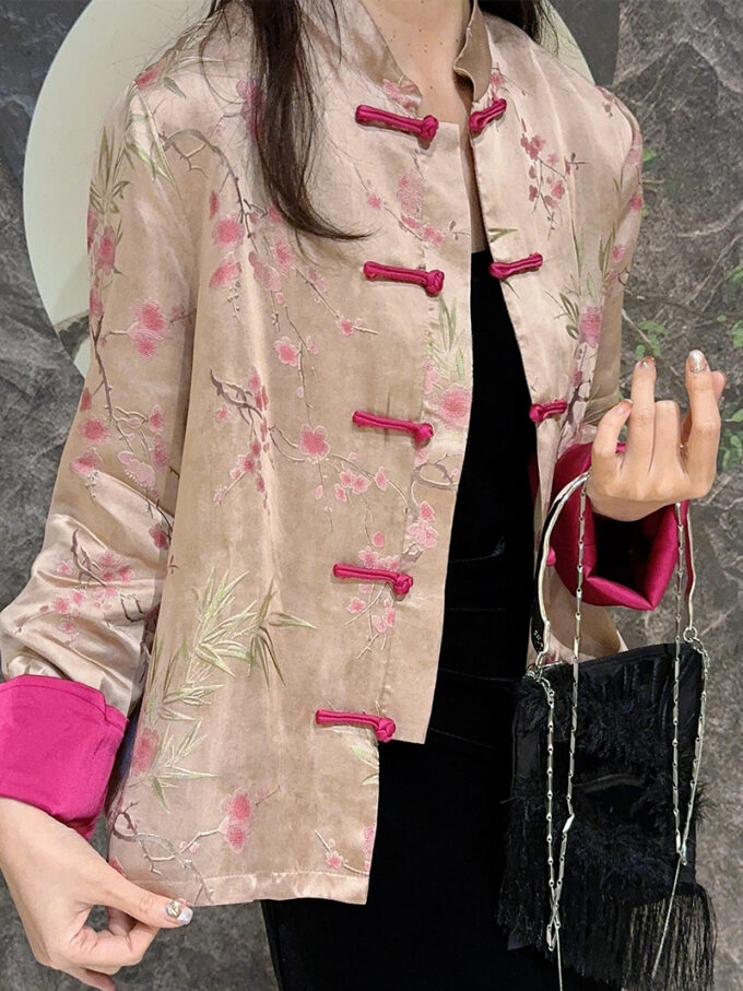 women's chinese style pink coat