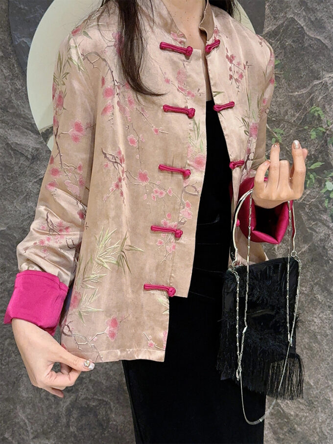 women's chinese style pink coat