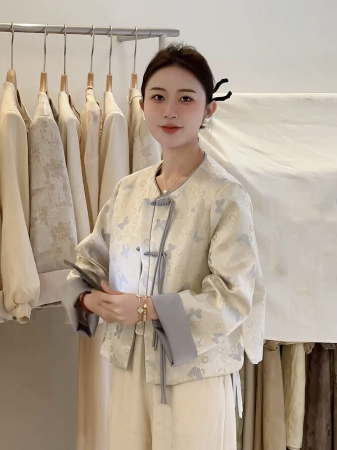 Chinese style button print jacket