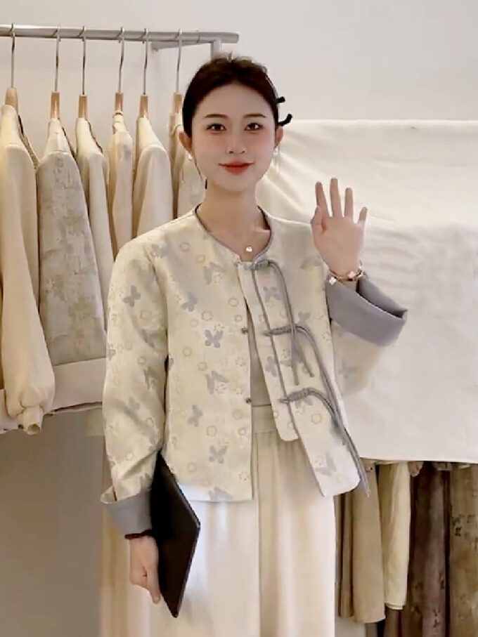 Chinese style button print jacket