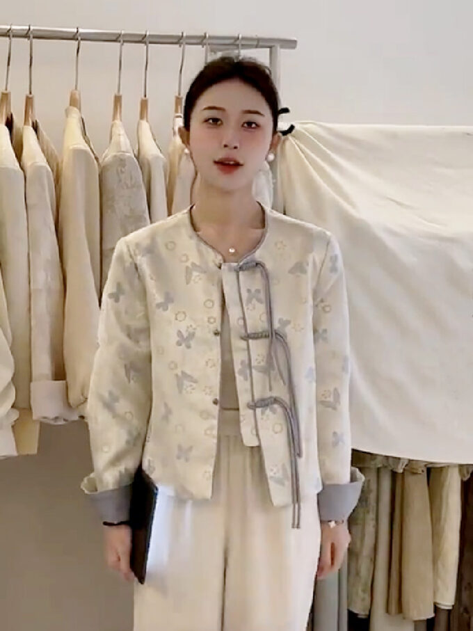 Chinese style button print jacket