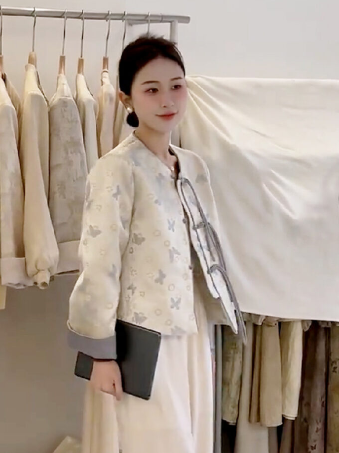 Chinese style button print jacket