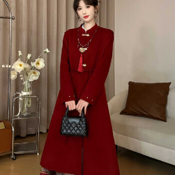 New Chinese style engagement red Chinese New Year women's woolen coat
