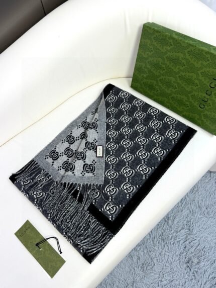 GUCCI 2024 Winter Series Double G Jacquard Scarf Size: 180*35cm