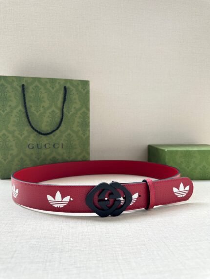 adidas x Gucci joint series leather belt Wide band: 4.0cm