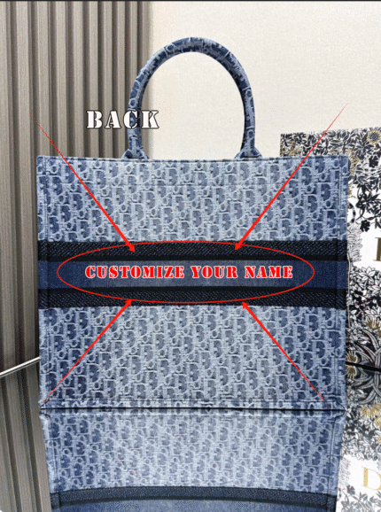 Dior book tote denim blue 【Large Size】shopping bag